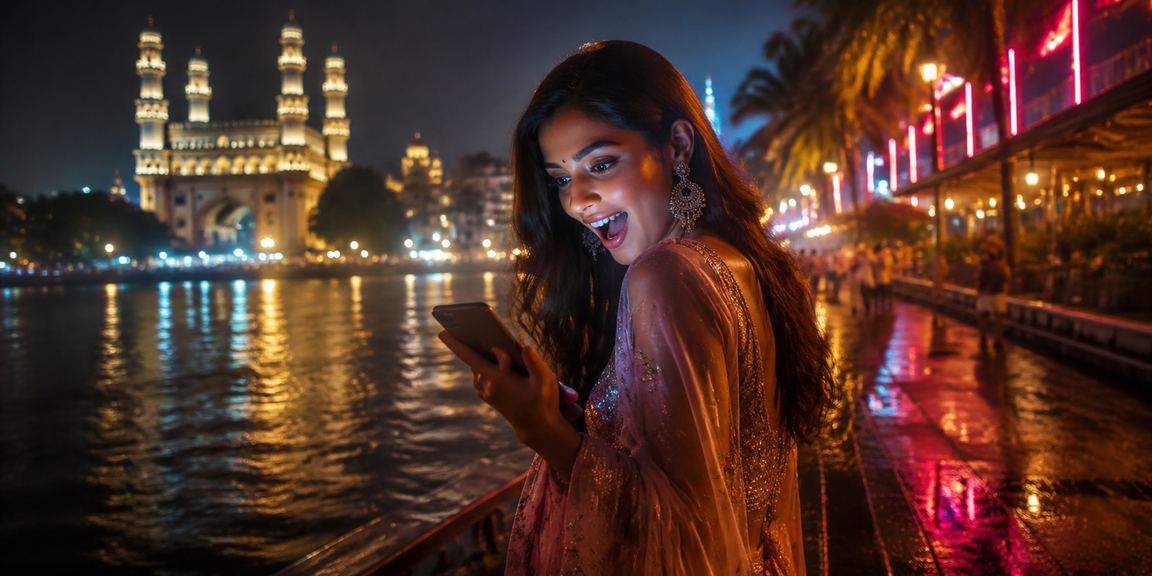 Night market near Charminar with mobile casino gaming image